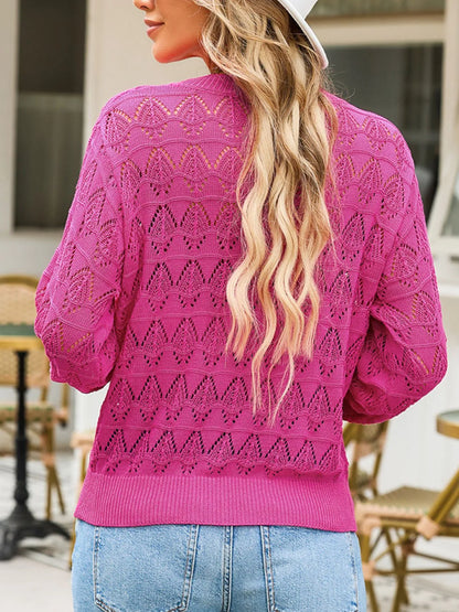 Openwork Button Up Cardigan Easy Apparels