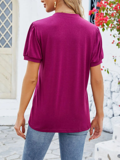 Trendsi Notched Short Sleeve T-Shirt