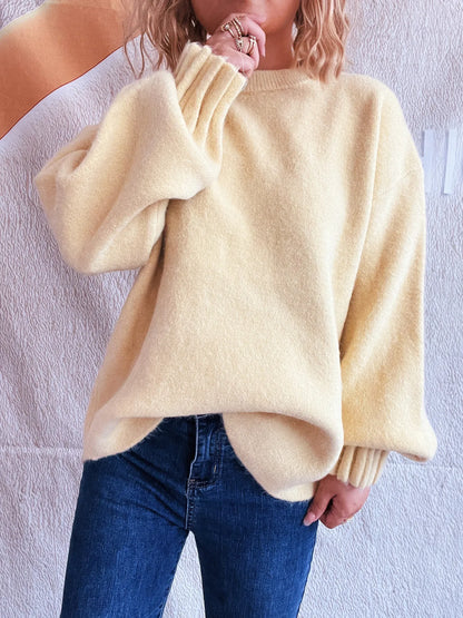 Trendsi Round Neck Dropped Shoulder Sweater