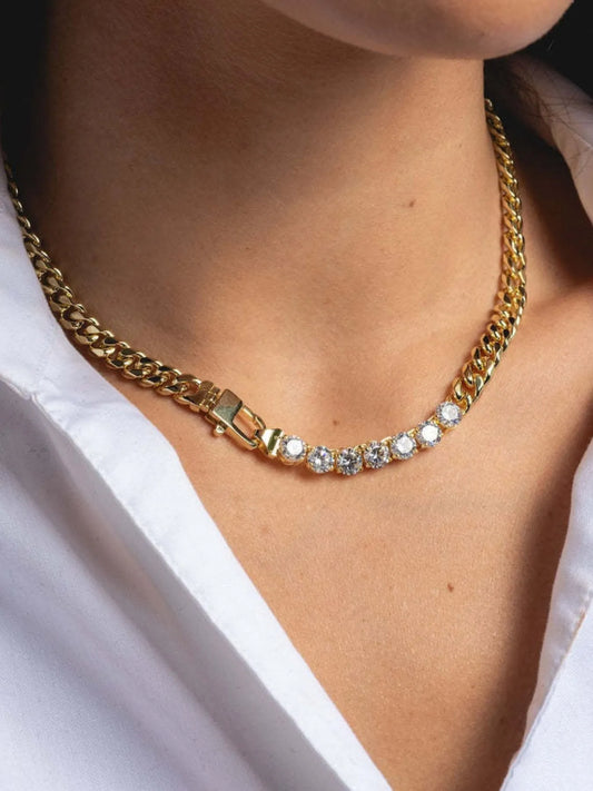 18K Gold-Plated Zircon Necklace and Bracelet Jewelry Set Easy Apparels