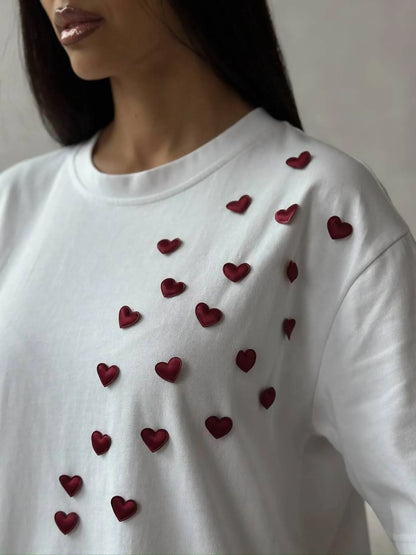 Trendsi Plus Size Heart Round Neck Short Sleeve T-Shirt