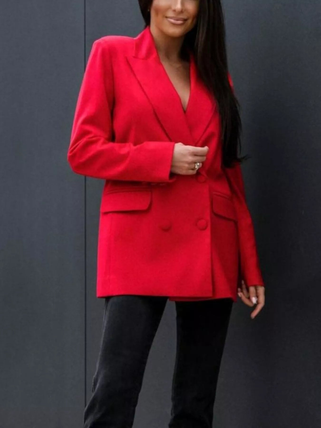 Lapel Collar Long Sleeve Blazer Easy Apparels