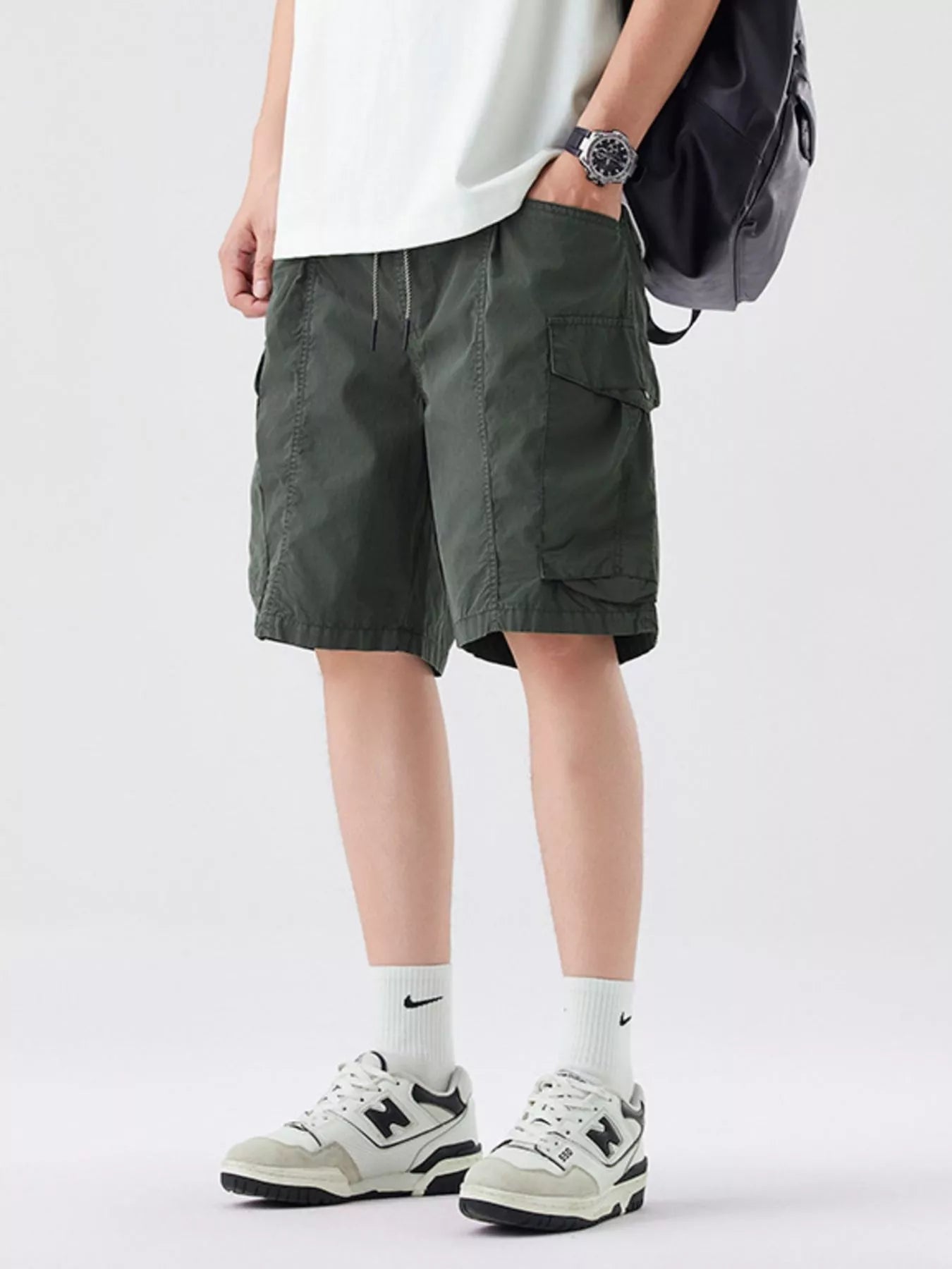 Men's Full Size Drawstring Cargo Shorts Plus Size Easy Apparels