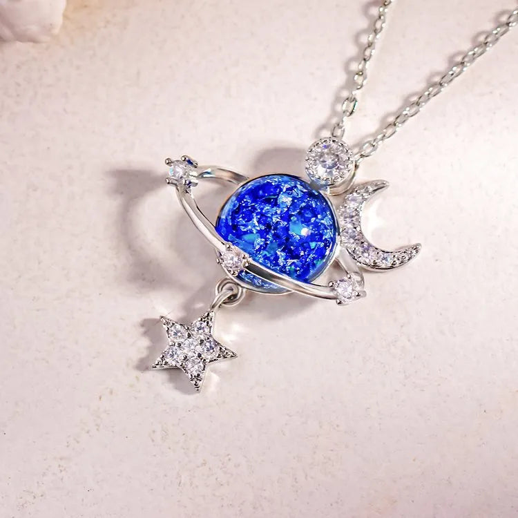 Starry Sky Inlaid Zircon Moon Star Necklace Easy Apparels