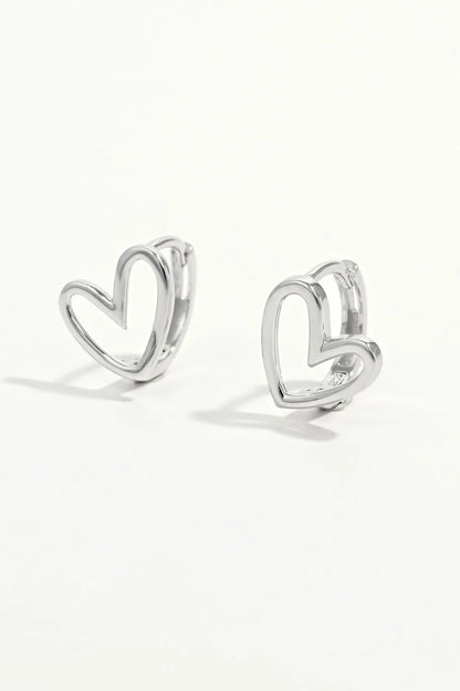 925 Sterling Silver Heart Shape Earrings Easy Apparels