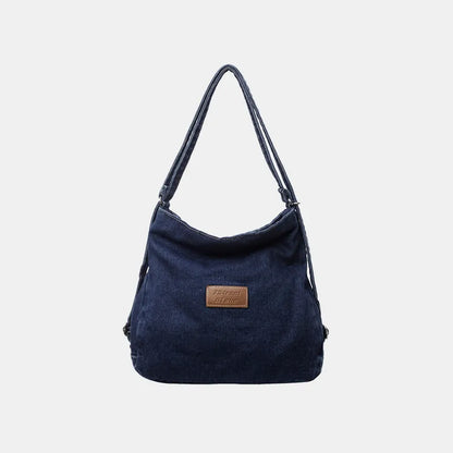 Adjustable Strap Denim Shoulder Bag Dark One Size Easy Apparels