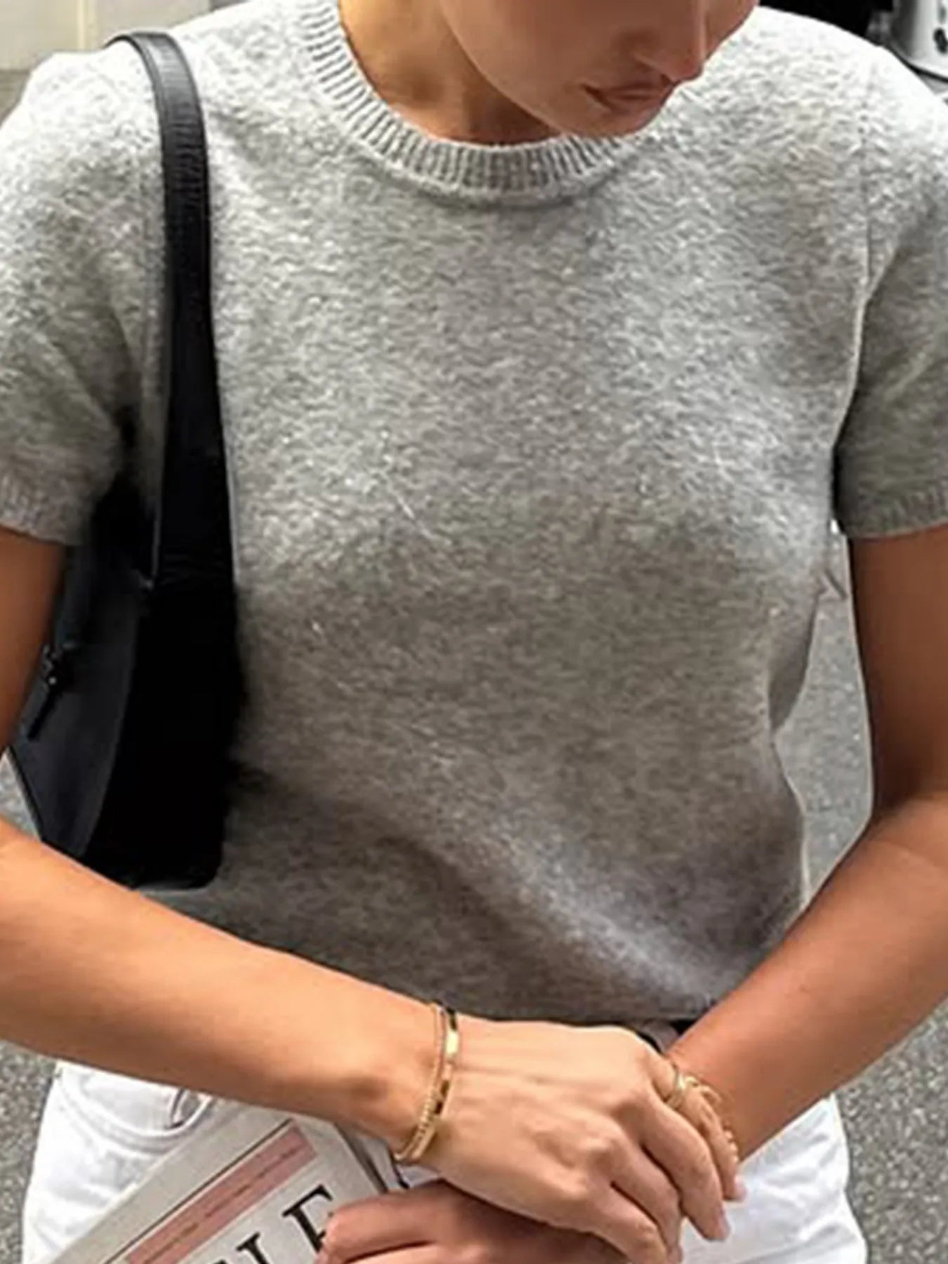Trendsi Round Neck Short Sleeve Sweater