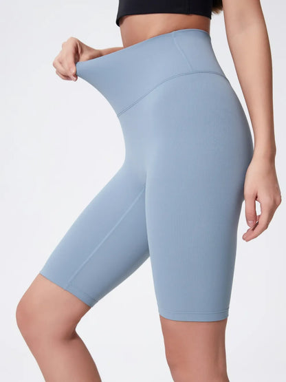 Millennia High Rise Wide Waistband Active Shorts Light Blue Easy Apparels