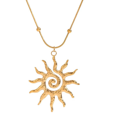 18K Gold-Plated Sun Pendant Necklace Easy Apparels