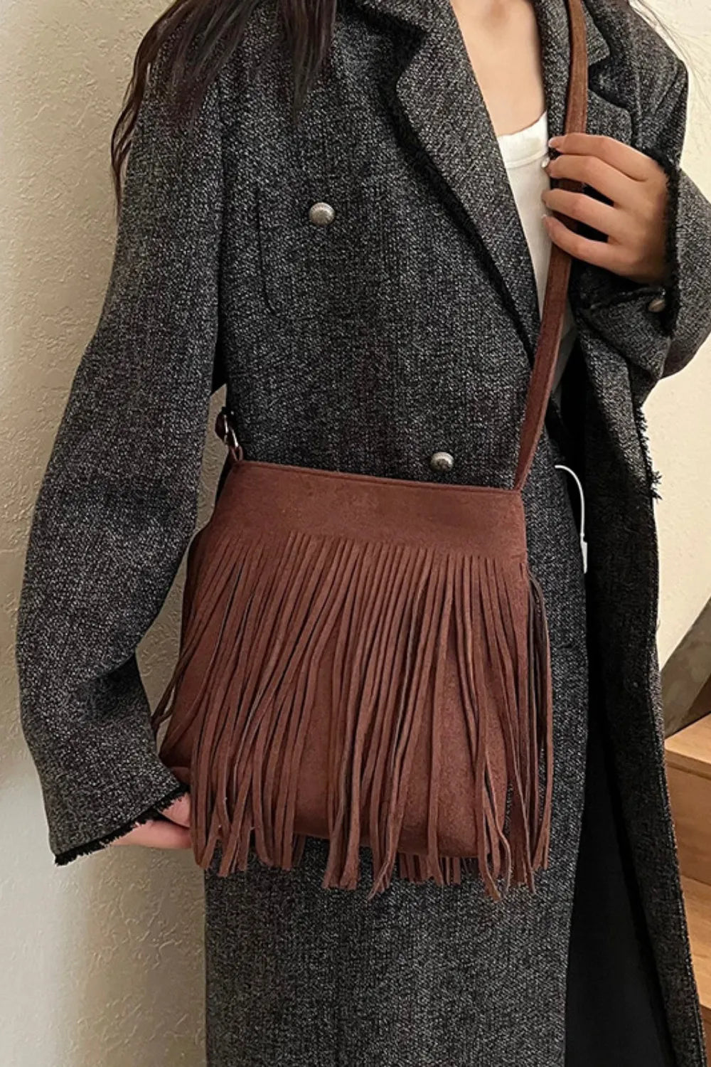Suede Fringe Shoulder Bag Easy Apparels