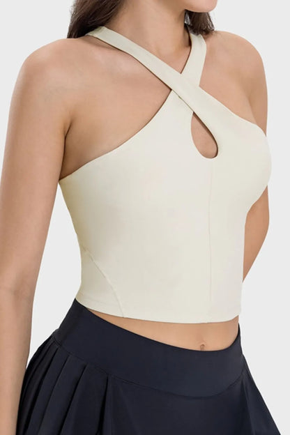 Millennia Crisscross Grecian Neck Active Cami Easy Apparels