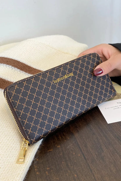 PU Leather Plaid Wallet Easy Apparels