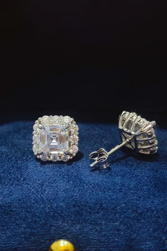 2 Carat Moissanite 925 Sterling Silver Stud Earrings Silver One Size Easy Apparels