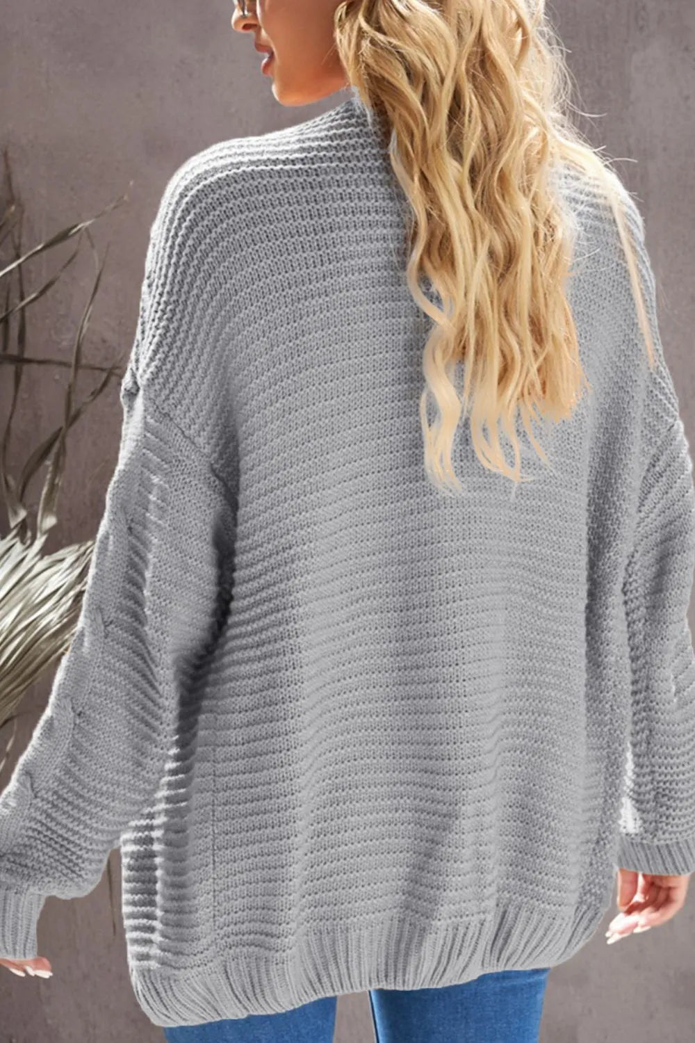 Cable-Knit Open Front Cardigan Easy Apparels