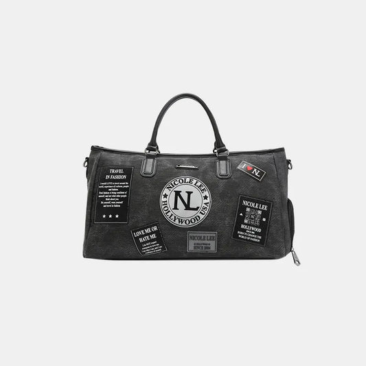 Nicole Lee USA Denim Patch Duffel Gray One Size Easy Apparels