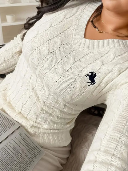 Trendsi Cable Knit Long Sleeve Sweater