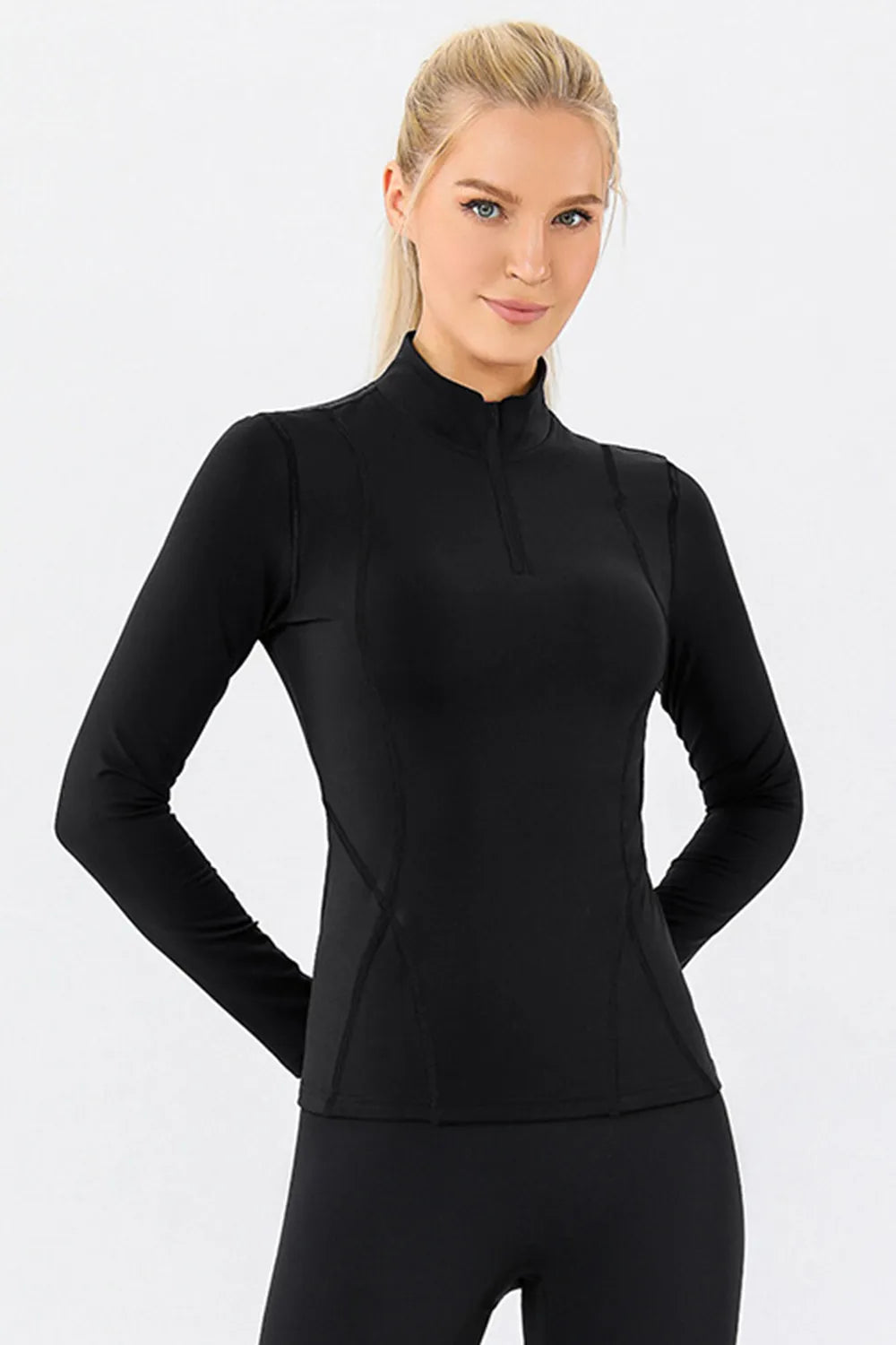 Mock Neck Quarter Zip Active T-Shirt Easy Apparels