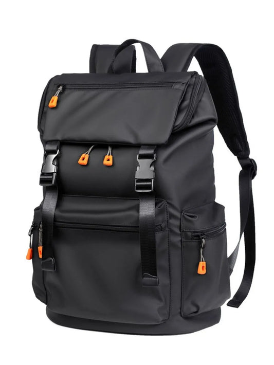 Oxford Cloth Multi-Pockets Backpack Bag Black One Size Easy Apparels