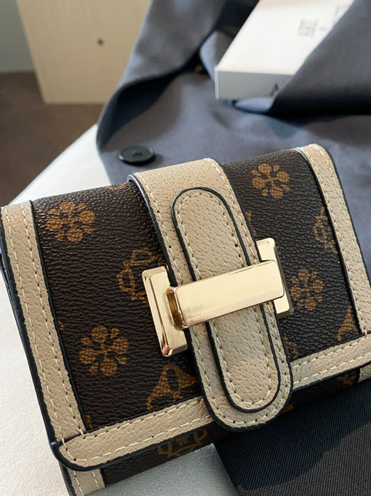 Printed PU Leather Wallet Khaki One Size Easy Apparels
