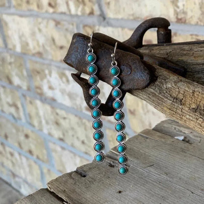Artificial Turquoise Alloy Bar Earrings Easy Apparels