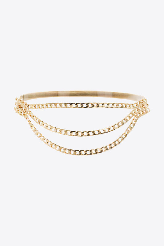 Metal Triple-Layered Chain Belt Gold One Size Easy Apparels