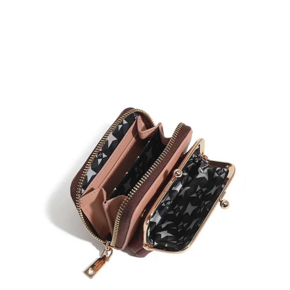 Nicole Lee USA Kiss-Lock Vegan Leather Mini Wallet Easy Apparels
