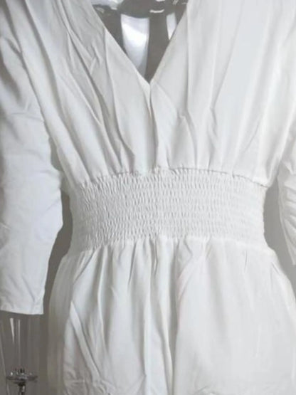 Full Size Wide-Leg Wrap Jumpsuit with Kimono Sleeves Plus Size Easy Apparels