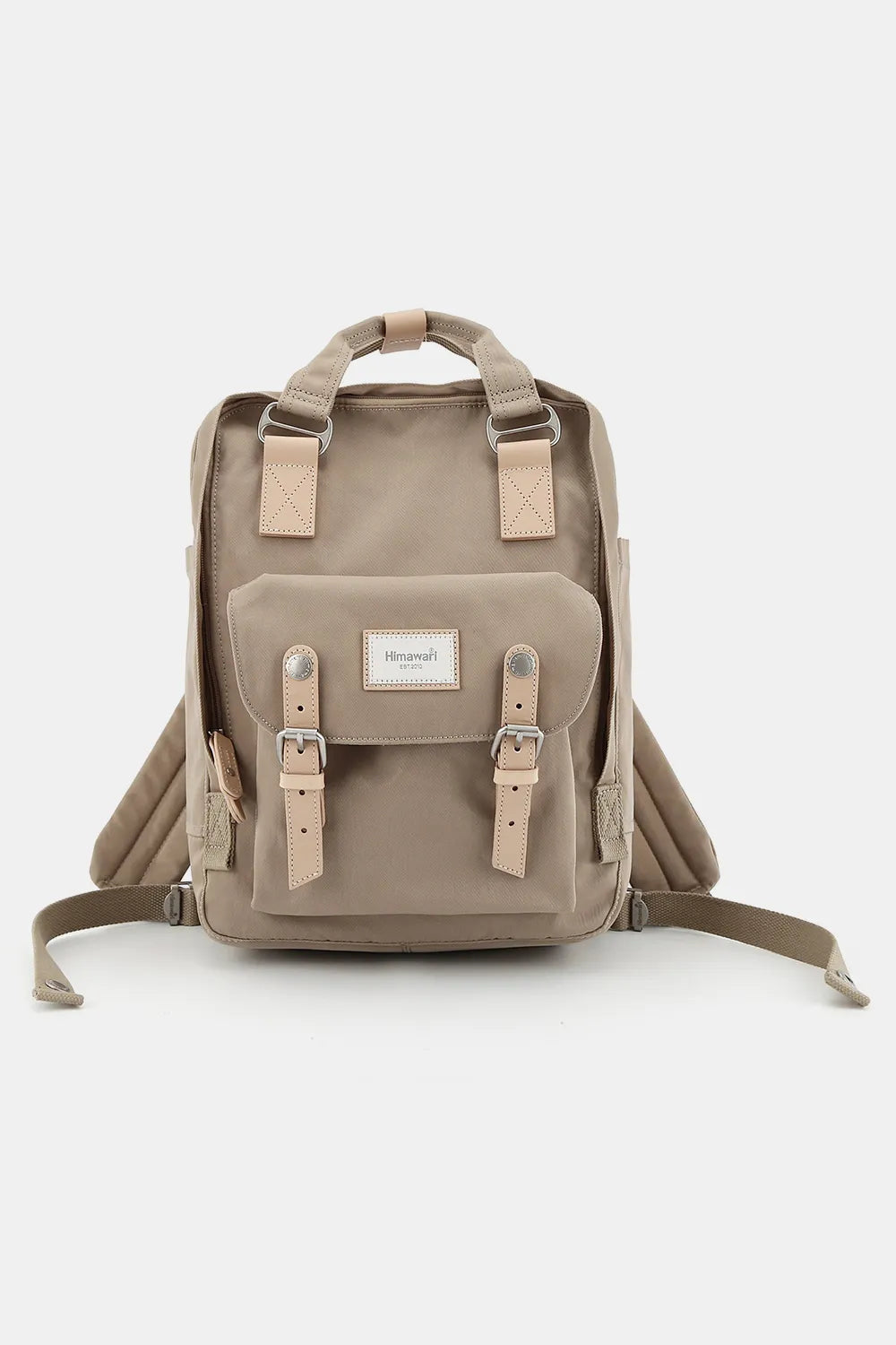 Himawari Contrast Waterproof Nylon Backpack Bag Khaki One Size Easy Apparels