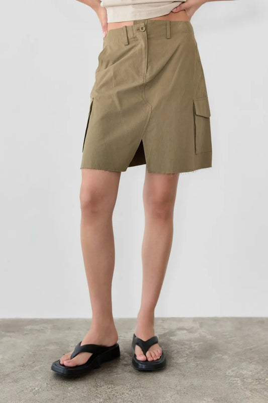 POL Slit Skirt with Pockets OLIVE Easy Apparels