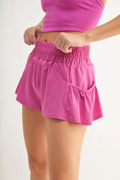 MONO B Smocked High Waist Shorts Easy Apparels