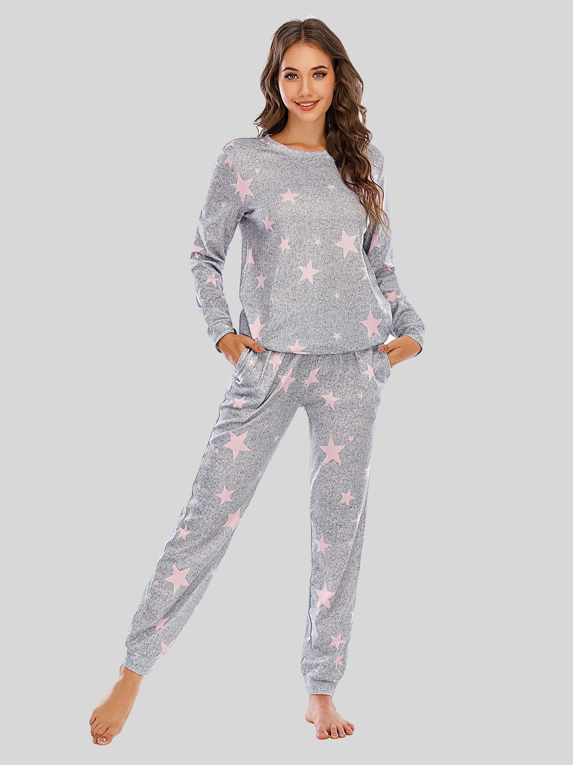 Star Top and Pants Lounge Set Dusty Pink Easy Apparels