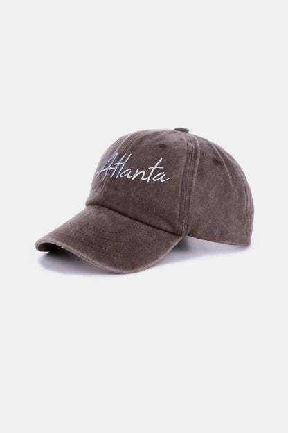 Zenana Washed ATLANTA Embroidered Baseball Cap Easy Apparels
