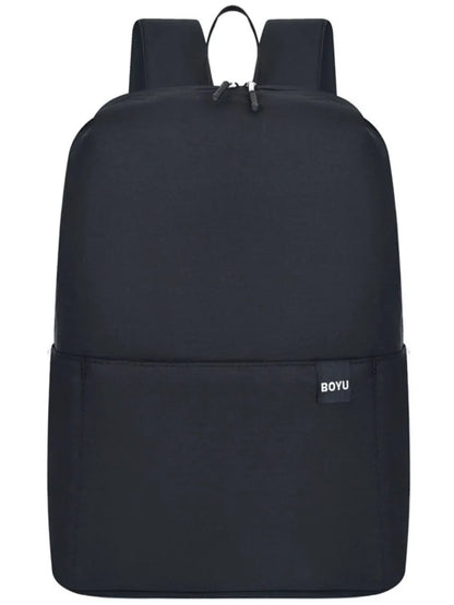 Solid Color Nylon Backpack Bag Black One Size Easy Apparels