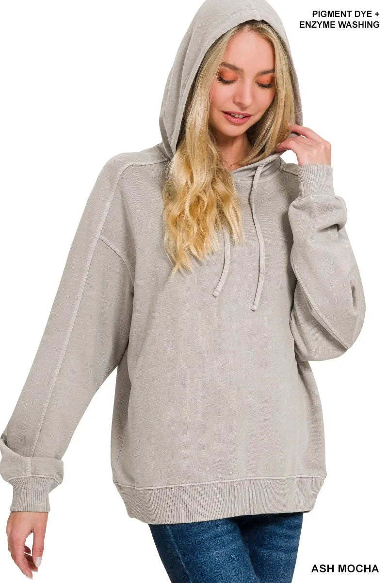 Trendsi Zenana French Terry Pigment Dye & Enzyme Washing Hoodie