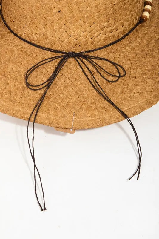 Fame Beaded Cowrie Shell Straw Weave Western Cowboy Hat Easy Apparels