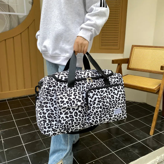Oxford Cloth Animal Print Travel Bag Black One Size Easy Apparels