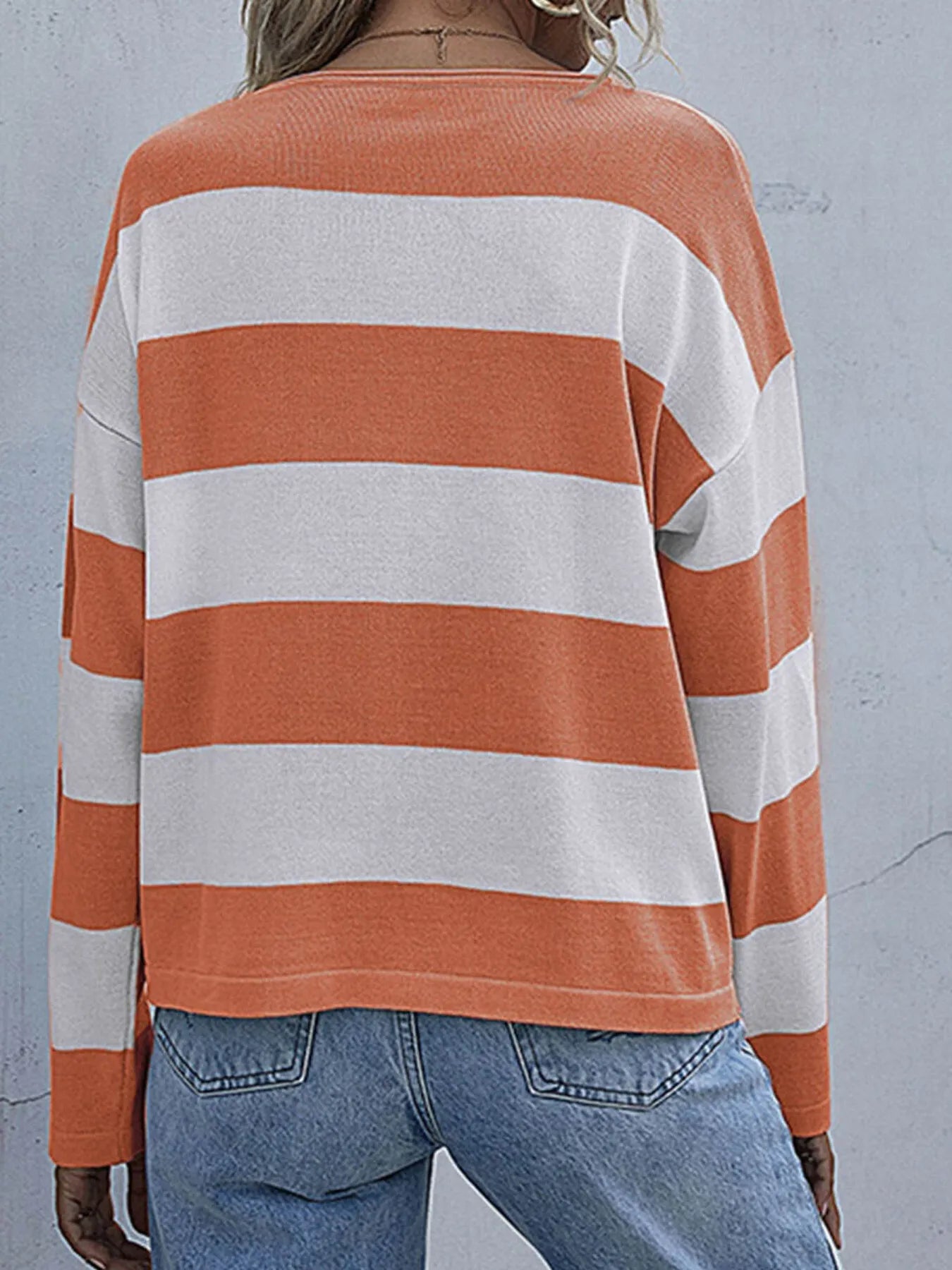 Trendsi Striped Casual Long Sleeve Knit Top