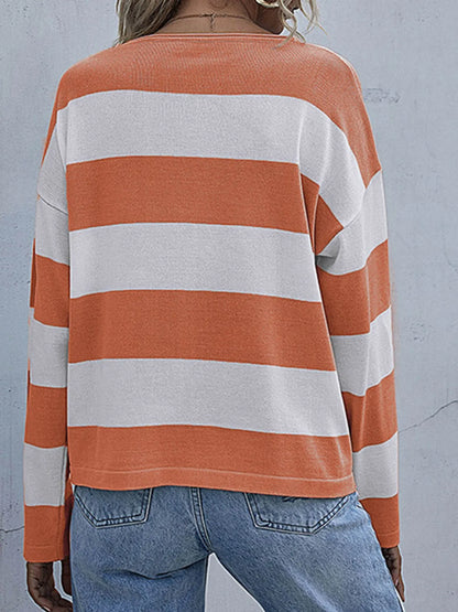 Trendsi Striped Casual Long Sleeve Knit Top
