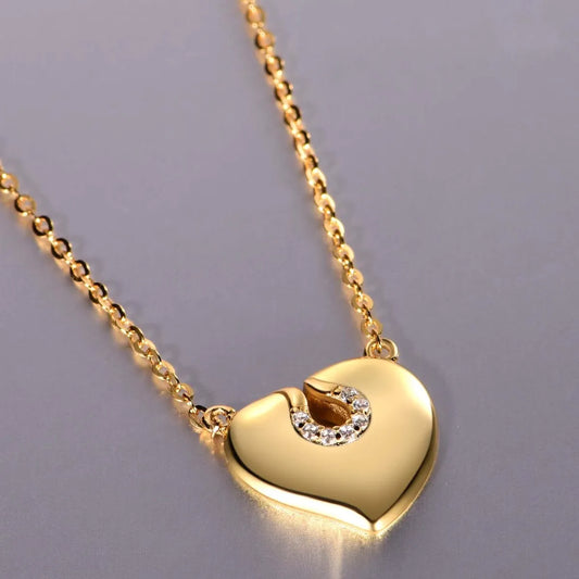 Moissanite 925 Sterling Silver Heart Necklace Gold One Size Easy Apparels