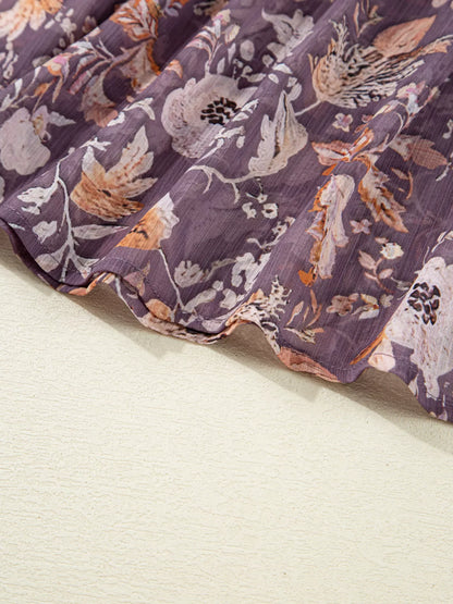 Trendsi Floral Print Tie Neck Blouse