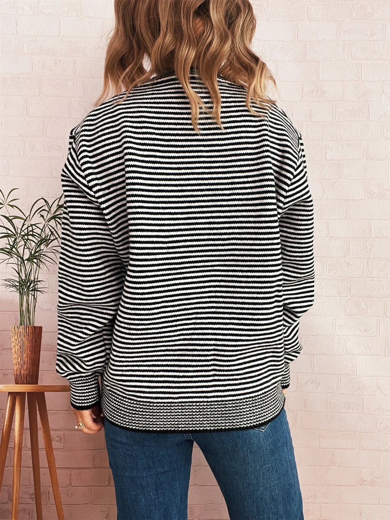 Striped Button Up Long Sleeve Cardigan Easy Apparels