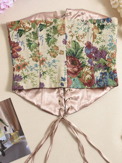 Trendsi Floral Print Lace Up Tube Top