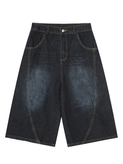 Men's Wide Leg Denim Shorts Navy Easy Apparels