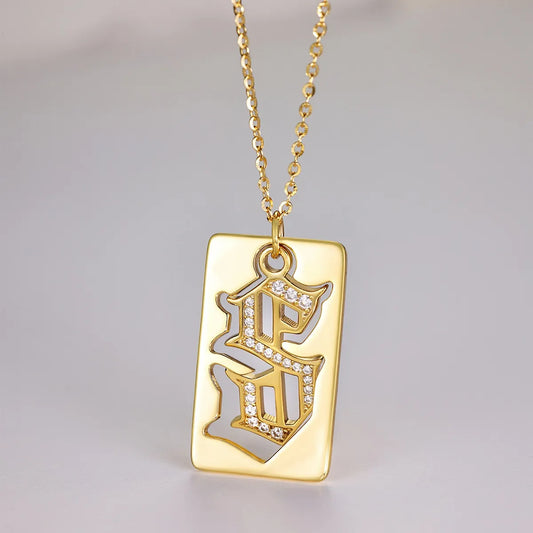925 Sterling Silver Letter S Pendant Necklace Gold One Size Easy Apparels