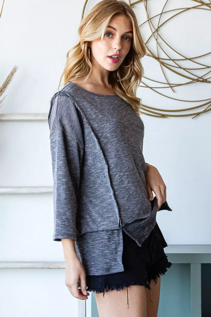 Trendsi Reborn J Boat Neck Exposed Seam Slit Top