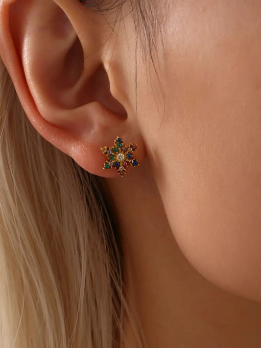 Stainless Steel Snowflake Stud Earrings Easy Apparels