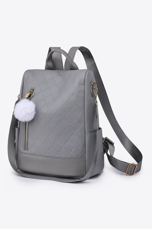 Pum-Pum Zipper Backpack Dark Gray One Size Easy Apparels