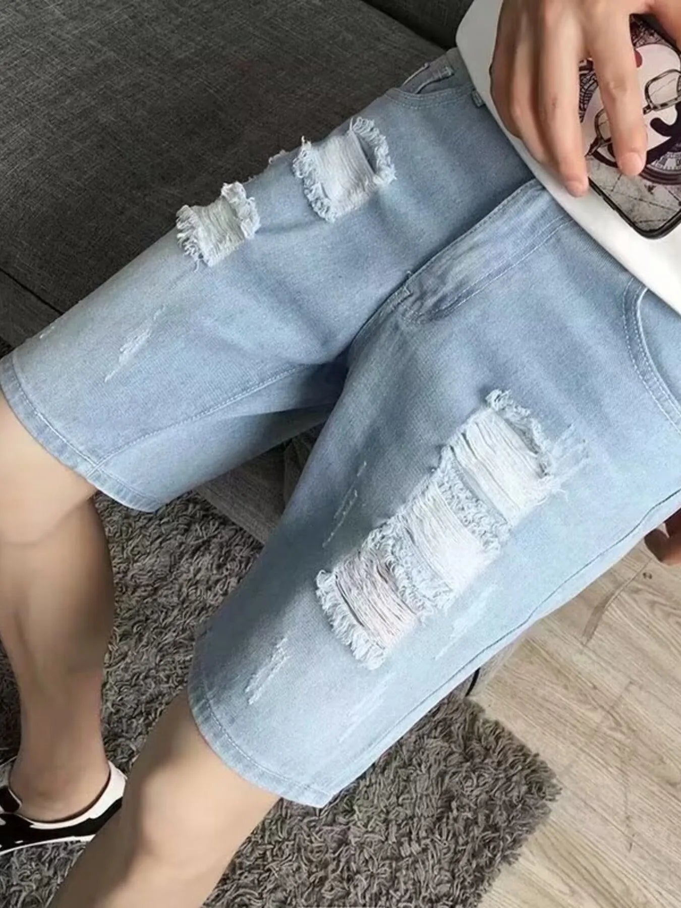 Men's Distressed Wash Denim Shorts Easy Apparels