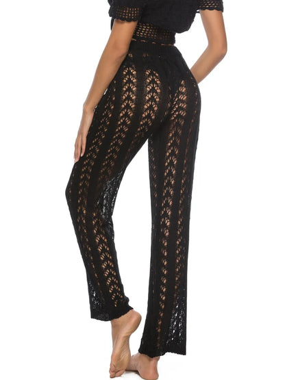 Cutout Drawstring High Waist Swim Pants Easy Apparels