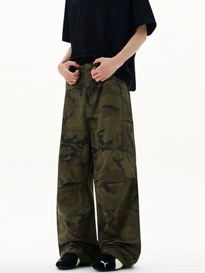 Men's Camouflage Wide Leg Cargo Pants Camouflage Color Easy Apparels